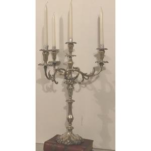 Large Beam With Three Removable Twisted Branches In Silver Metal 19th