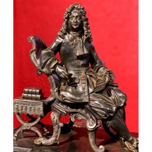 Bronze Sculpture  19 Th  Of   Molière  Or Corneille  ?