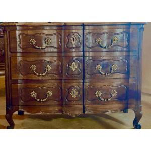 Regency Walnut Commode 18th Century In Crossbow With Three Drawers