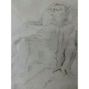 Jules Pascin 1885-1930 Pencil Drawing Of A Reclining Woman Stamp Of Pascin Estate