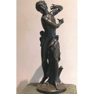 Large Old Bronze Allegory Of The Dance With Mordoré Brown Patina H: 72 Cm