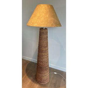 Conical Rope Floor Lamp. French Work In The Style Of Adrien Audoux & Frida Minet. Circa 1950