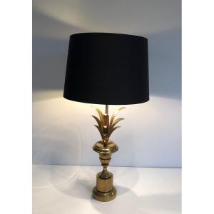 Neoclassical Style Palm Tree Table Lamp In Brass. French Work