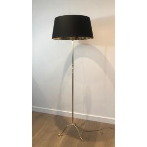 Neoclassical Style Brass Floor Lamp. French Work In The Style Of Maison Jansen. Circa 1940