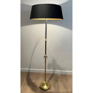 Neoclassical Style Brass Floor Lamp. French Work In The Style Of Maison Jansen. 
