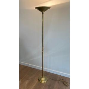 Neoclassical Style Brass Floor Lamp With Removable Reflector. French Work. Circa 1970