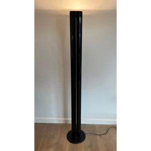 Hallogen Floor Lamp Made Of Black Lacquered Metal. Italian Work. Megaron Model By Gianfranco