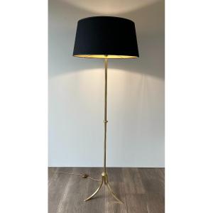 Neoclassical Style Brass Floor Lamp. French Work By Maison Jansen. Circa 1940