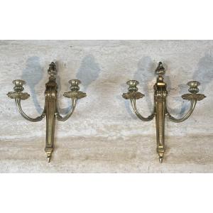 Pair Of Louis The 16th Style Bronze Wall Lights. French Work. Circa 1900