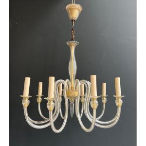 10 Arms Murano Crystal Chandelier. Italian Work. Circa 1970