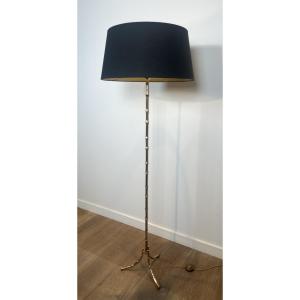 Faux-bamboo Bronze Floor Lamp. French Work By Maison Bagués. Circa 1940
