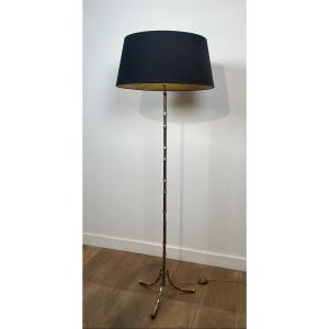 Faux-bamboo Bronze Floor Lamp. French Work By Maison Bagués. Circa 1940