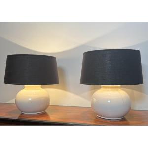 Pair Of Ceramic Lamps. Circa 1970