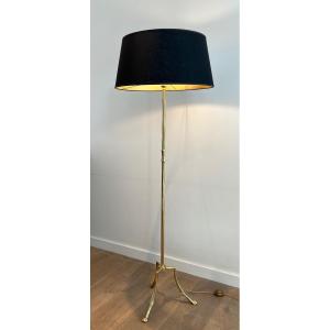 Brass Neoclassical Style Tripode Floor Lamp With Claw Feet. French Work By Maison Jansen. Circa