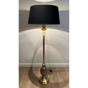 Pineapple Brass Floor Lamp. French Work In The Style Of Maison Charles. Circa 1970