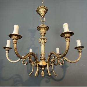 Bronze Chandelier With Ram's Heads In The Louis XVI Style, In The Style Of The Jansen Family