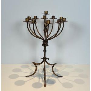 Tall Gilt Iron 11 Lights Candlestick
