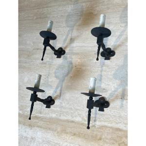 Set Of Four Wrought Iron Wall Lights