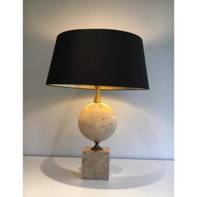 Philippe Barbier. Great Lamp Travertine. Around 1960.