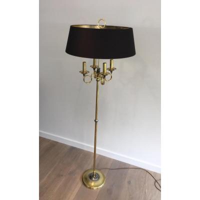 Floor Lamp Parquet Brushed Steel And Brass.