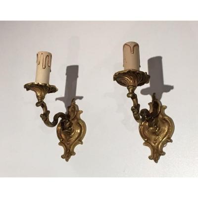 Pair Of Bronze Wall Louis XV Style. Around 1940