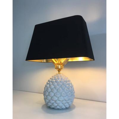 Design Porcelain Pineapple Table Lamp. Italy. Circa 1970