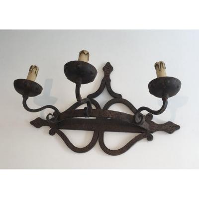 Large Wrought Iron Wall Sconce. French. Circa 1950