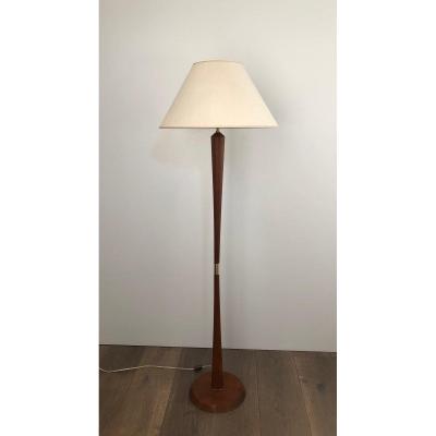 Exotic Wood And Brass Floor Lamp. French. Circa 1970