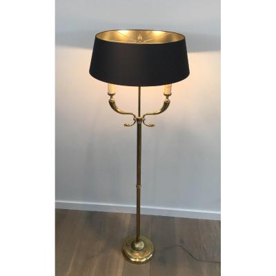 Maison Jansen. Neoclassical Style Brass Floor Lamp With Dolphin Heads. French. Circa 1940