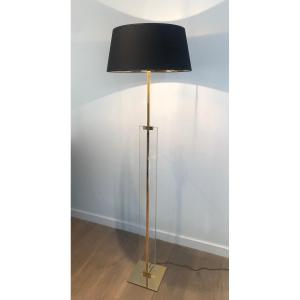 Glass And Brass Floor Lamp. French. Circa 1970