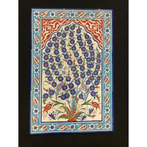 6 Ceramic Tiles. Kütahya. Anatolia. Mid-20th Century. 60 X 40 Cm