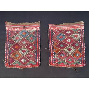 Fragments Maffrash Shahsaven. Persia. Circa 1900. 50 X 40 Cm (x2)