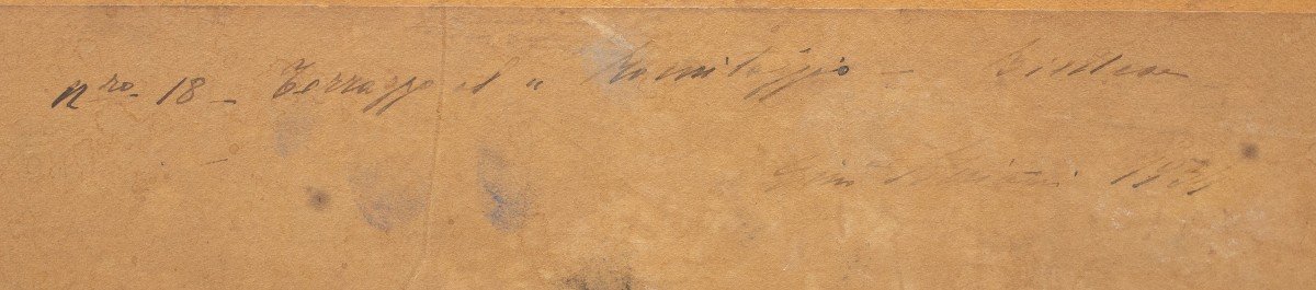 Gessetto su carta, di Gino Piccioni, "Terrazza sulle Alpi biellesi", firmato, 1933-photo-4