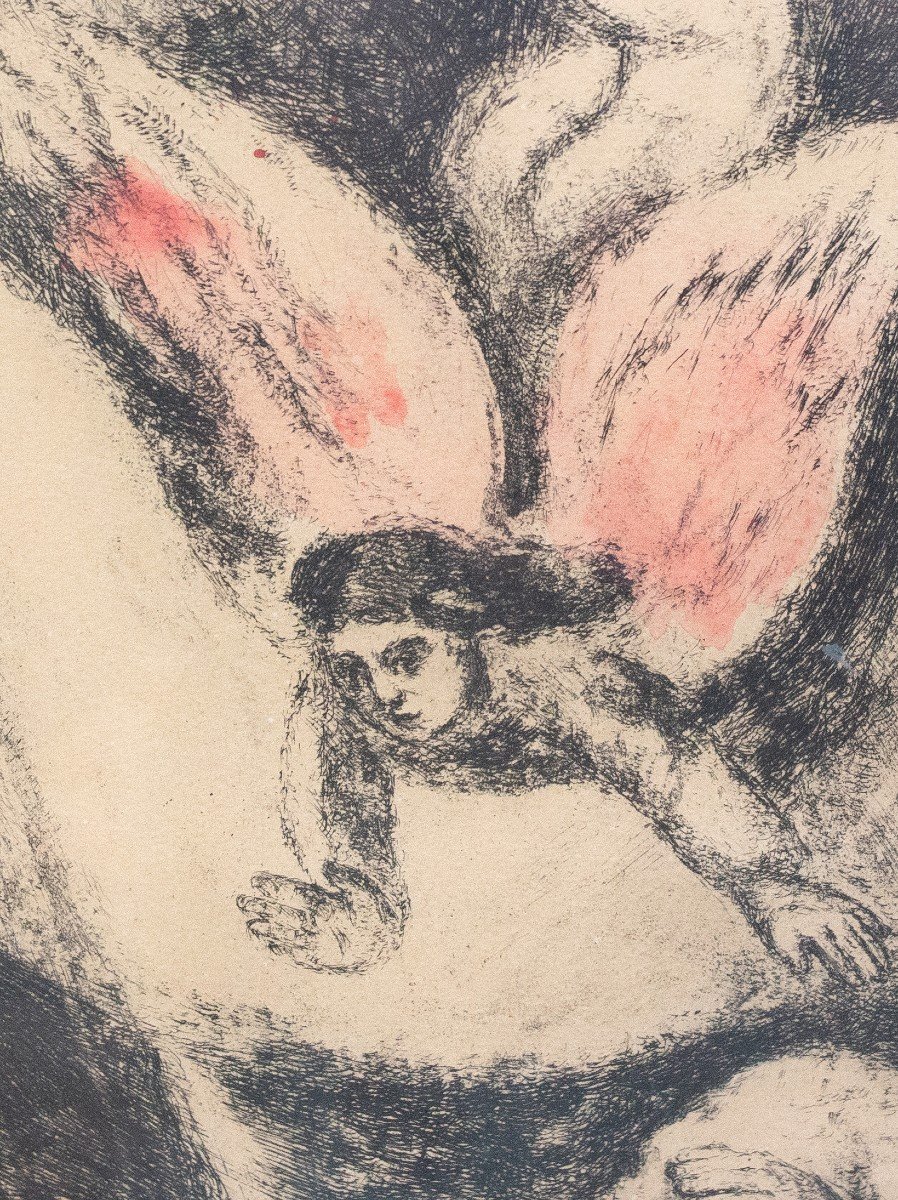 Acquaforte a colori, “La visione di Salomone”, di Marc Chagall, firmato, 1956, 85/100-photo-3