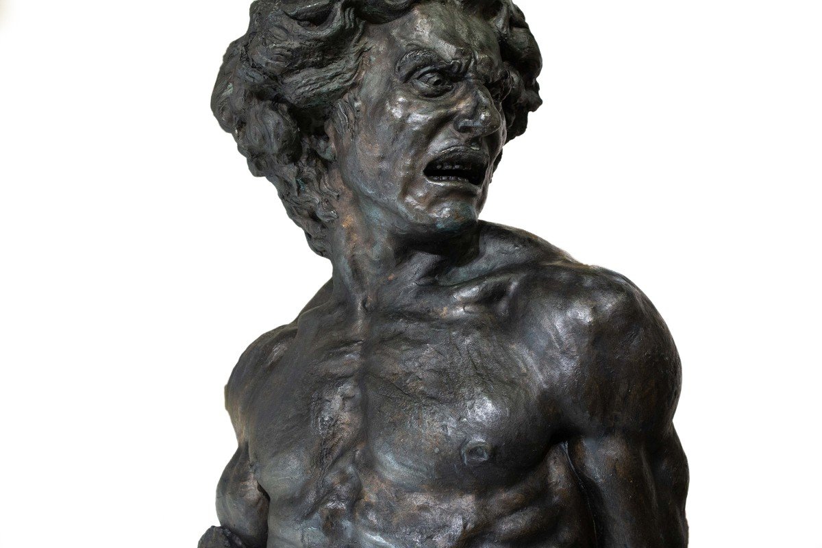Scultura in bronzo, di Francesco Barbera detto Sandrún,"Beethoven", Epoca '900-photo-2