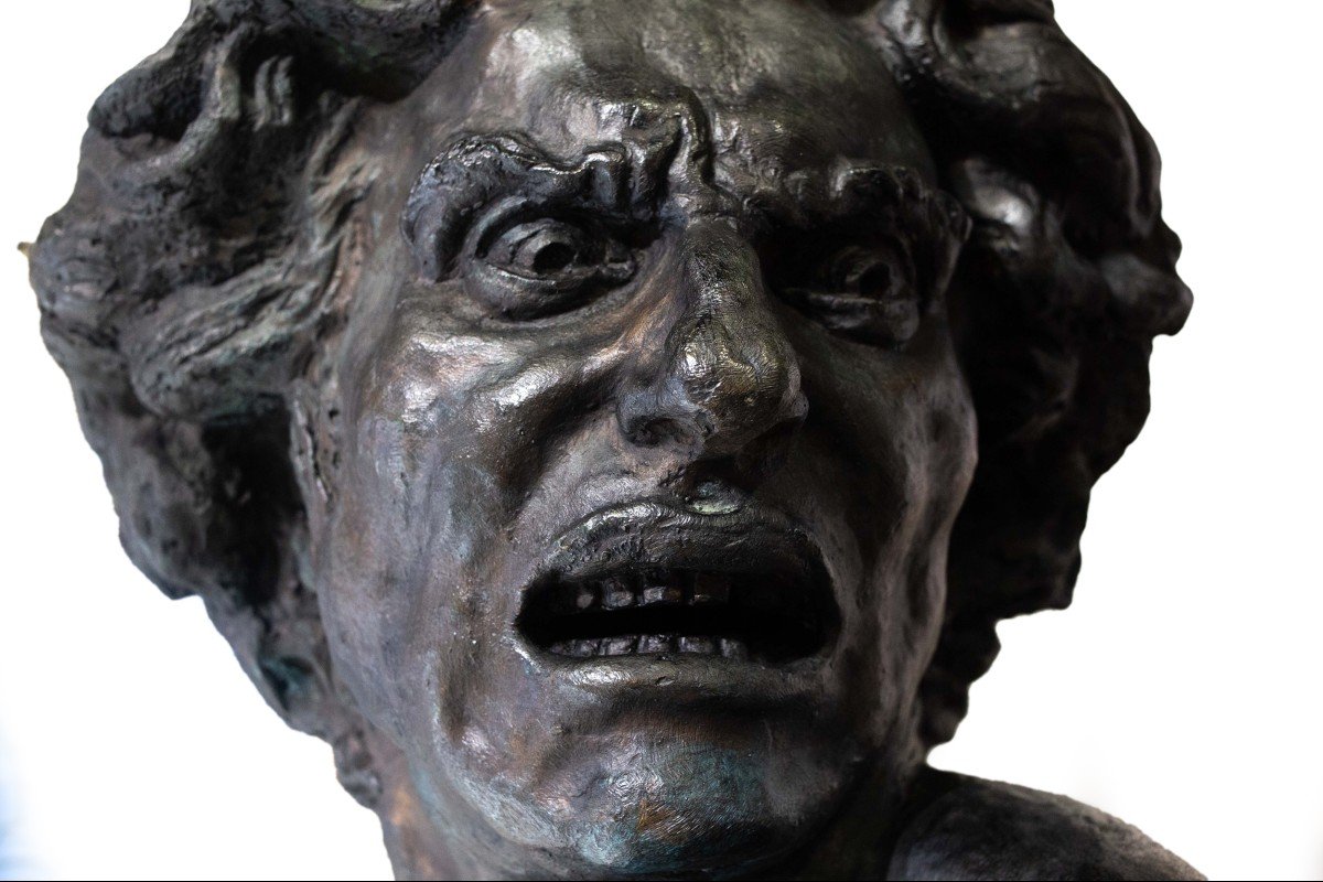 Scultura in bronzo, di Francesco Barbera detto Sandrún,"Beethoven", Epoca '900-photo-4