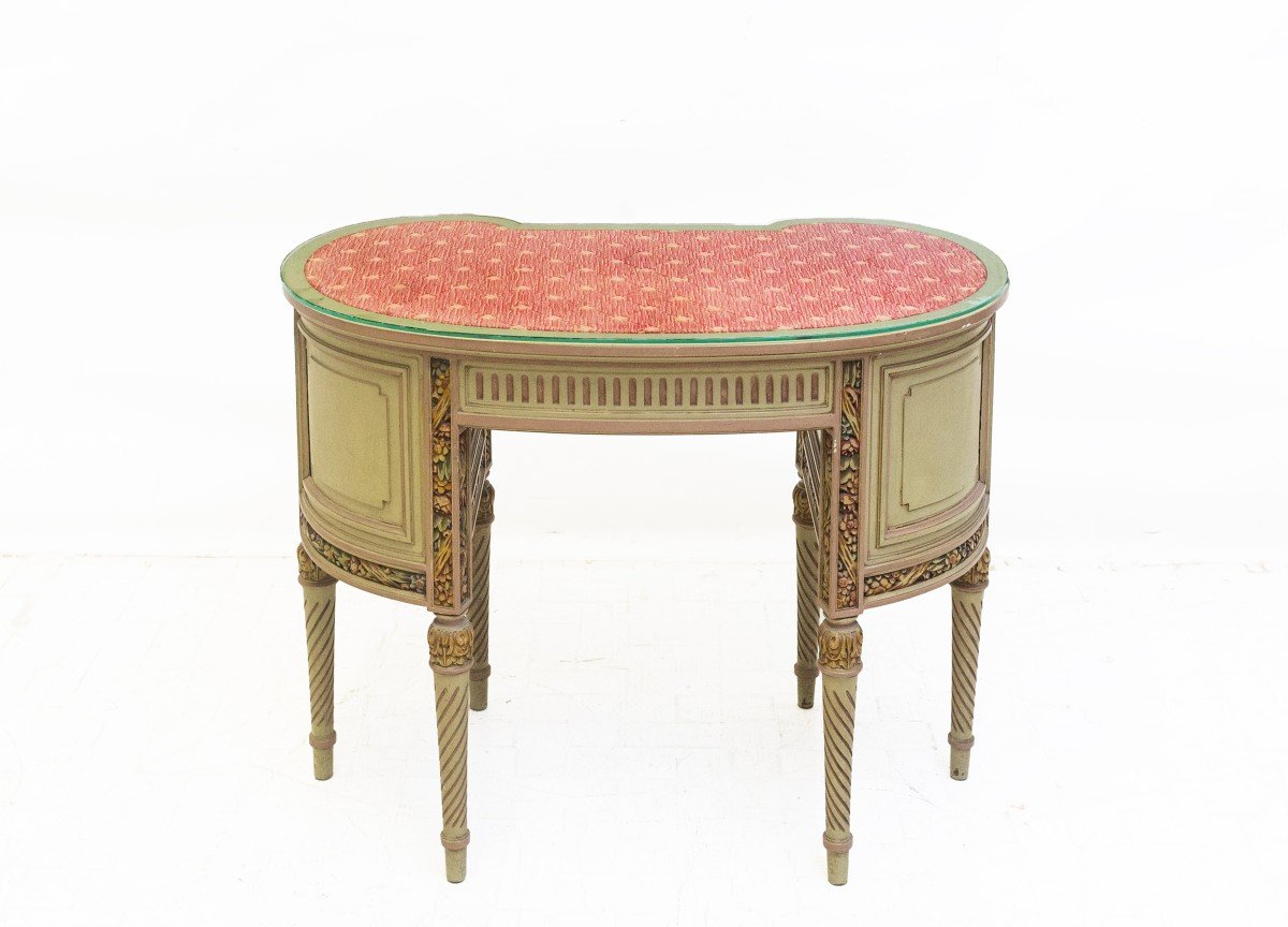 Toeletta in Stile Luigi XVI con sedia, in legno intagliato e decorato, Primi '900-photo-5