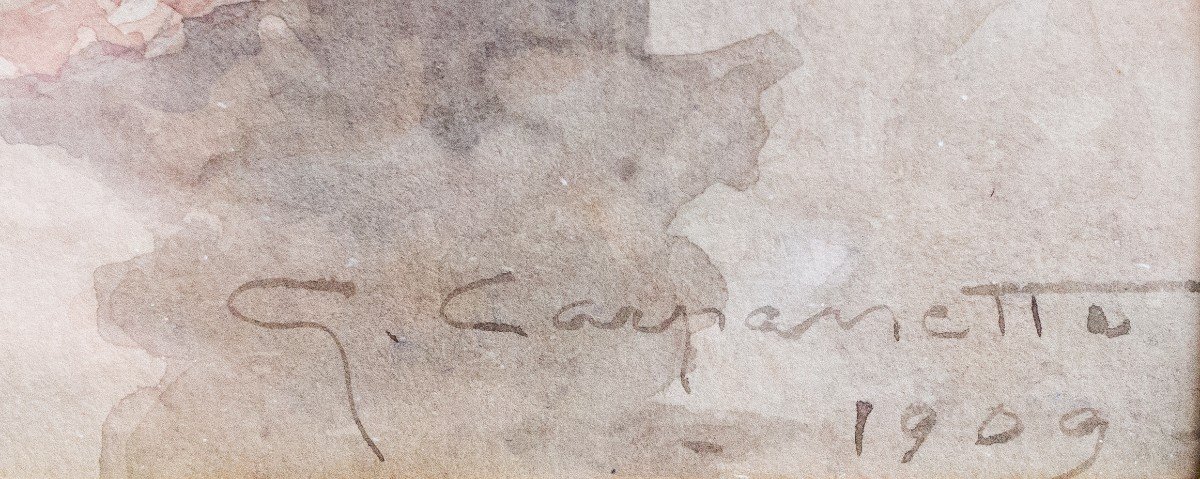 Acquerello su carta, di G. Battista Carpanetto,"Danze Settecentesche", 1909, firmato-photo-3