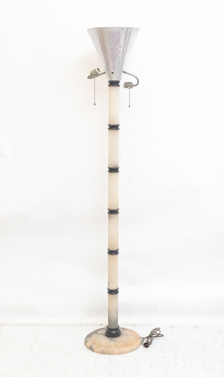 Lampada da terra in alabastro di design, Anni '30 