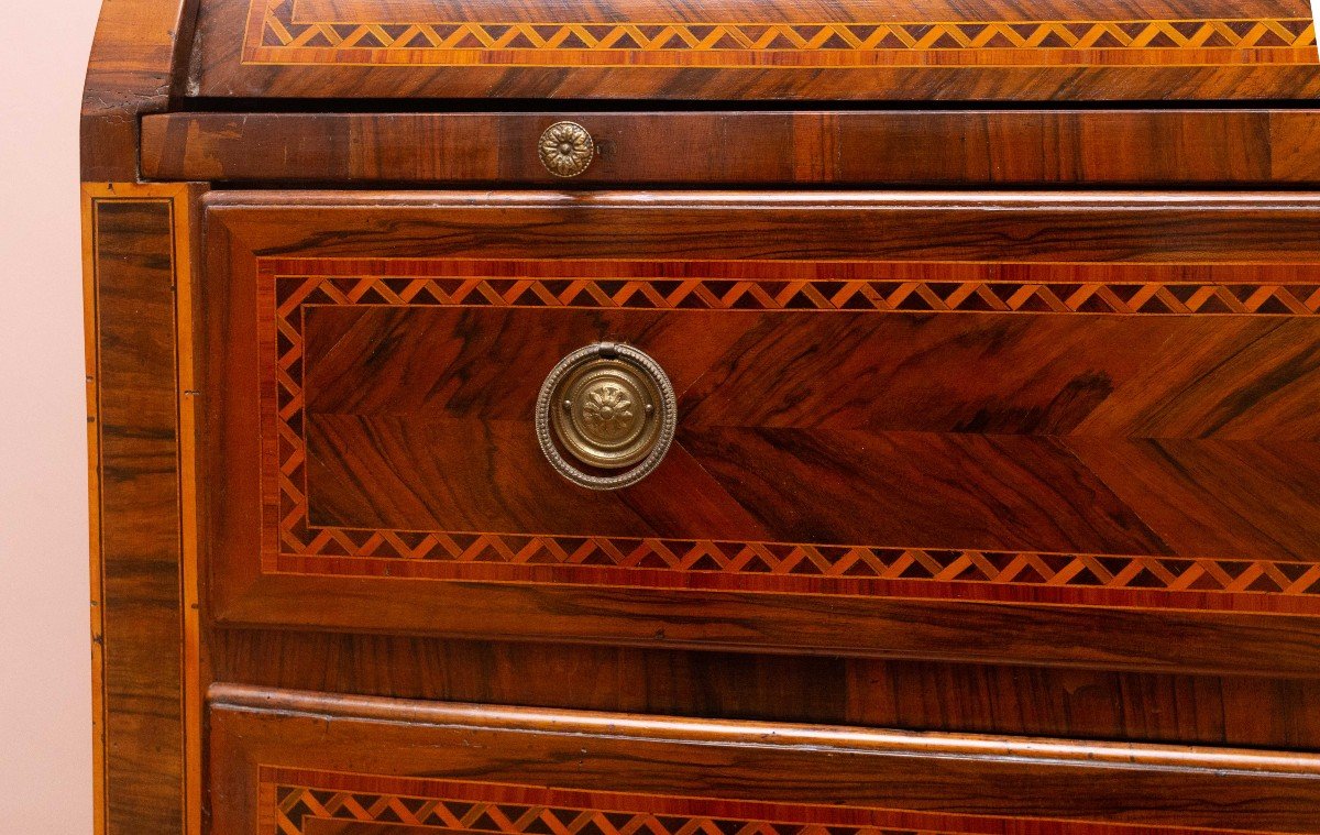 Cassettone Ribalta a Rullo in noce con intarsi, Luigi XVI, Epoca '700-photo-8