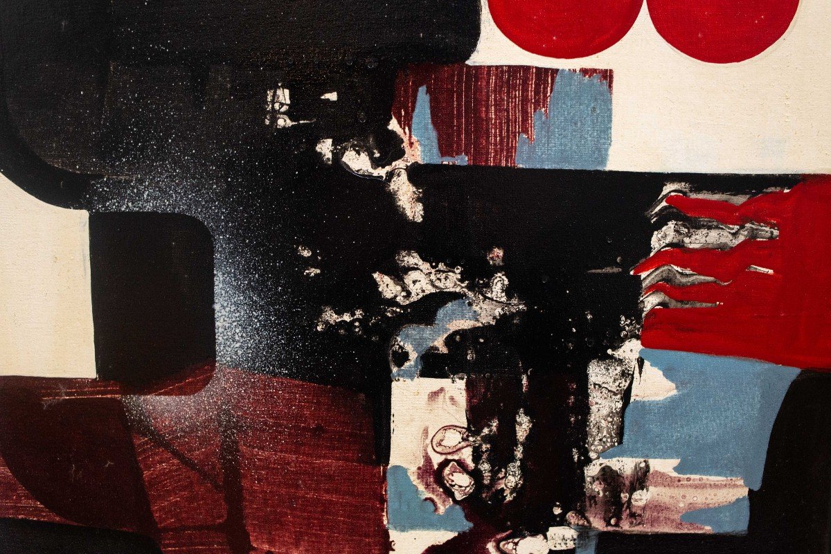 Olio su tela, di Alvaro Monnini, "Lontane Piste", firmato, 1973-photo-2