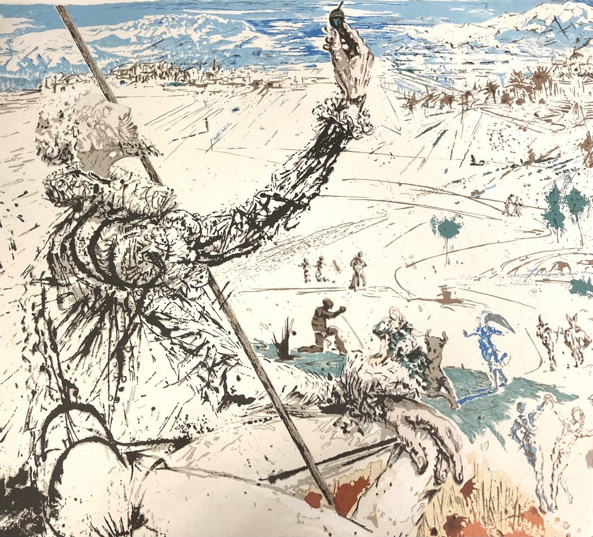 Litografia di Salvador Dalì, "L'age D'or", Don Quichotte De Lamanche, 1973, firmato-photo-3
