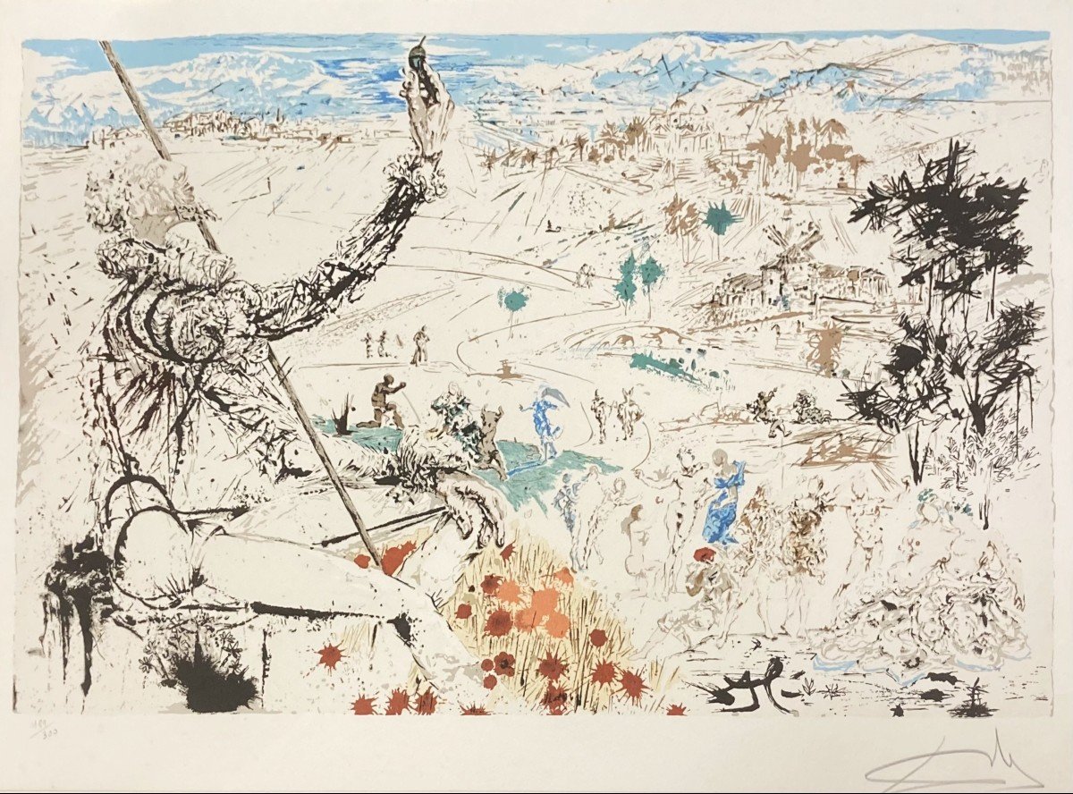 Litografia di Salvador Dalì, "L'age D'or", Don Quichotte De Lamanche, 1973, firmato-photo-8