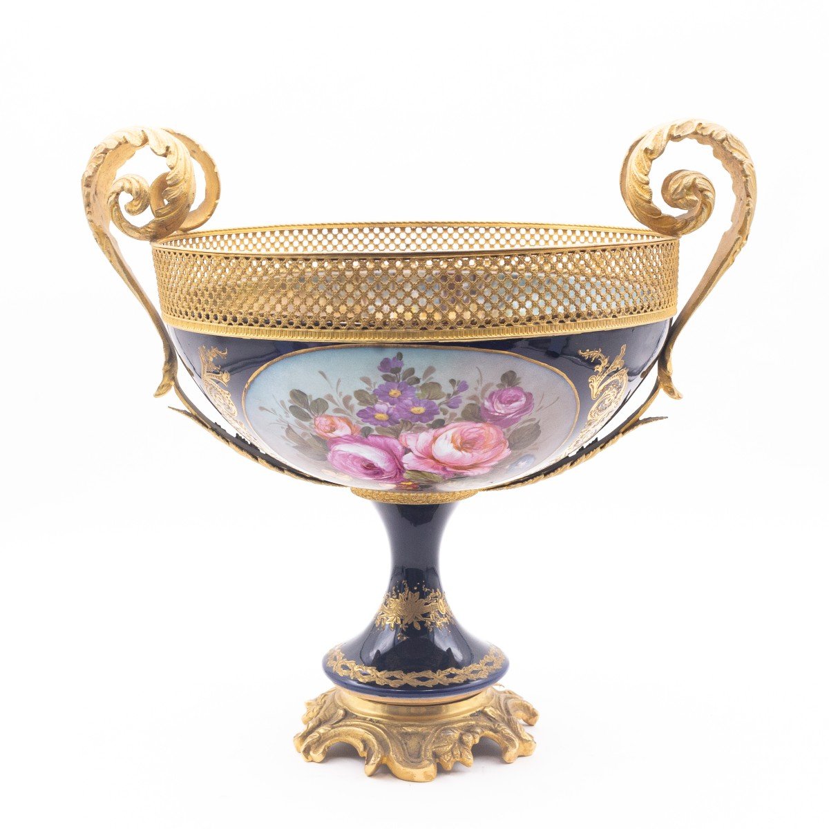 Grande Coppa decorata in porcellana Sevrés , Epoca fine '800