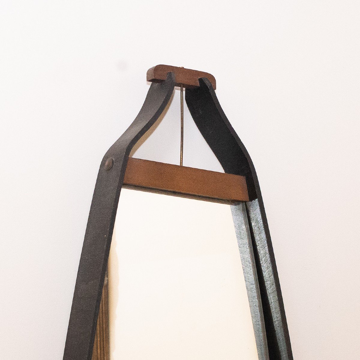Specchio Anni '60 di Design da parete con struttura in legno laccato-photo-3