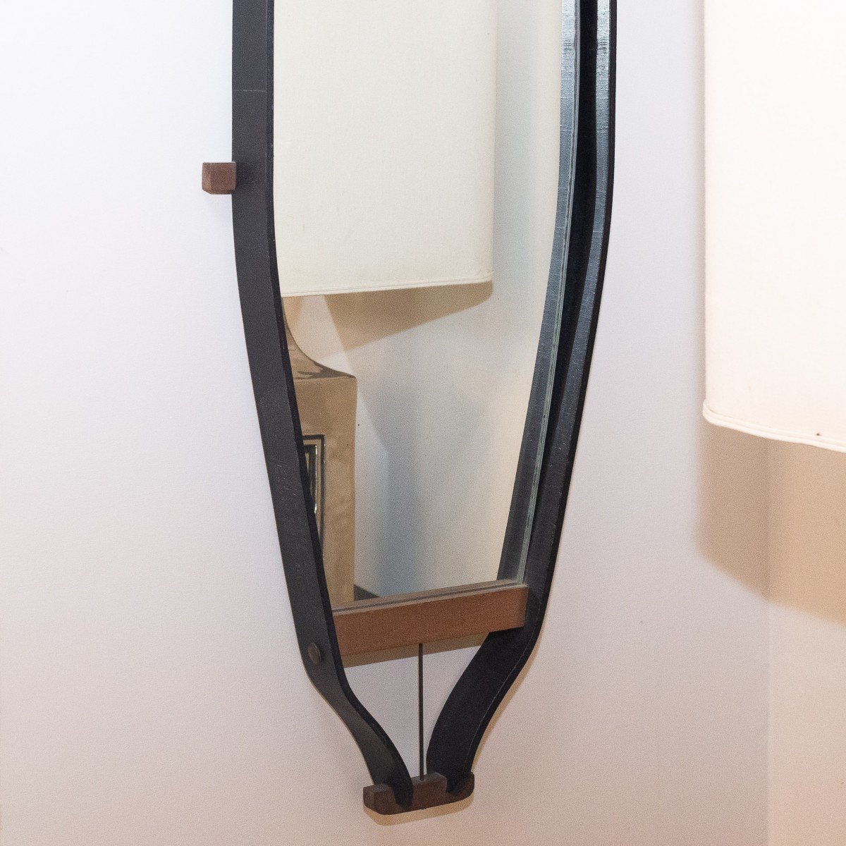 Specchio Anni '60 di Design da parete con struttura in legno laccato-photo-4
