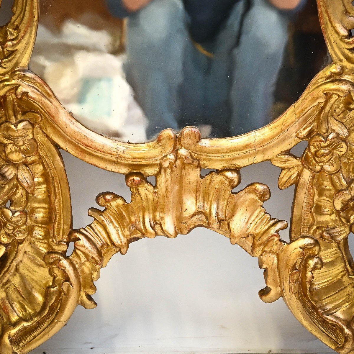 Antica Specchiera in legno dorato Luigi XV, Epoca '800-photo-2