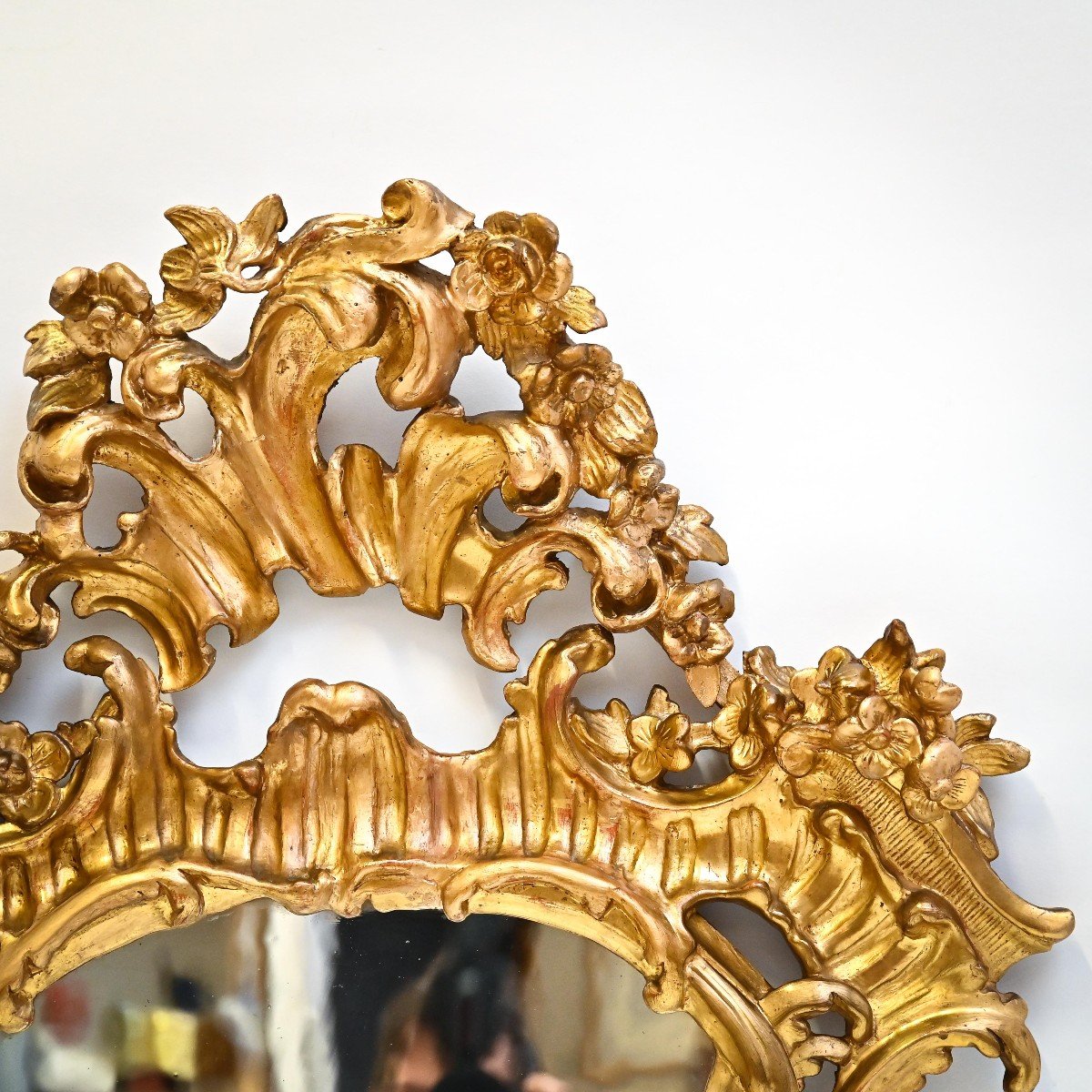 Antica Specchiera in legno dorato Luigi XV, Epoca '800-photo-3