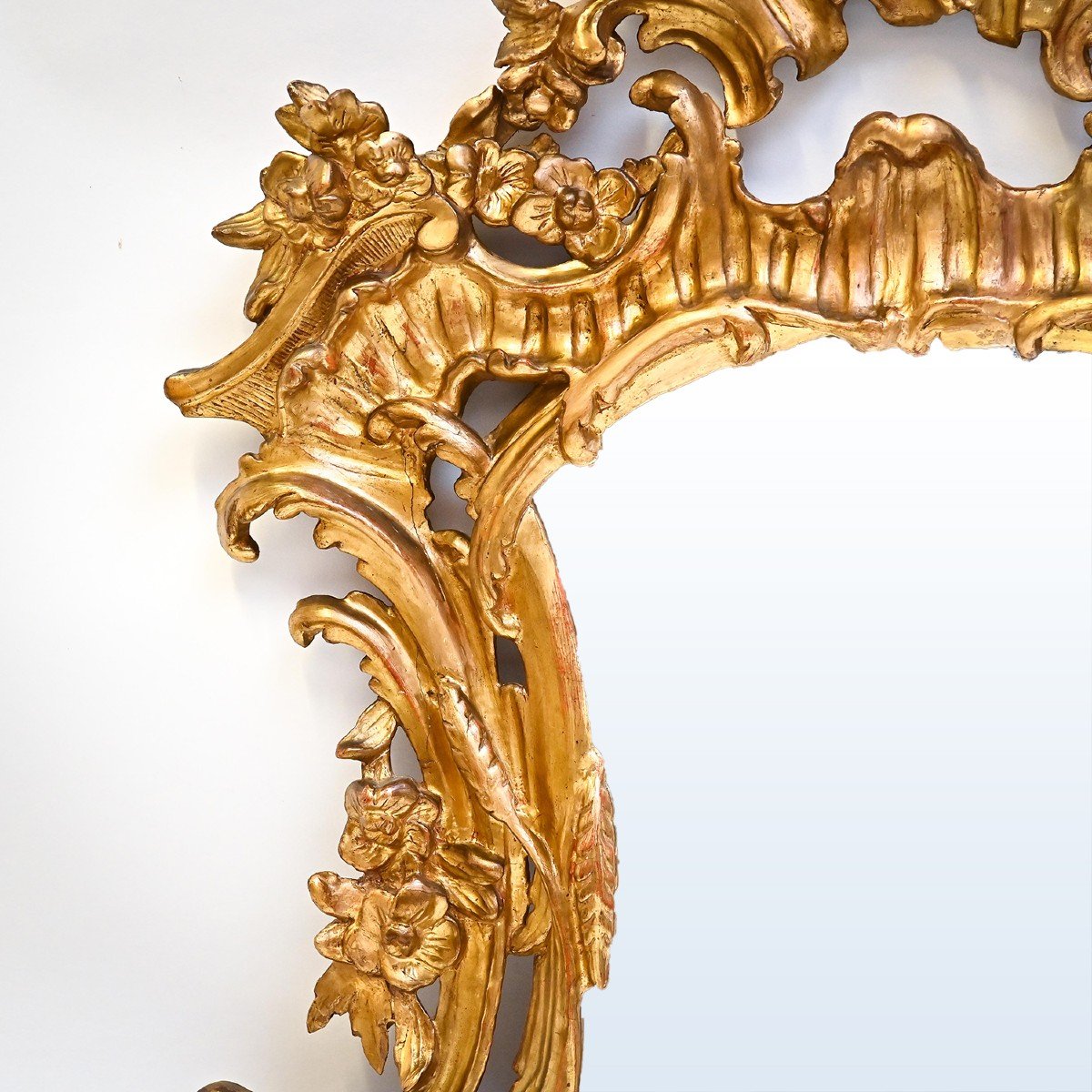 Antica Specchiera in legno dorato Luigi XV, Epoca '800-photo-5