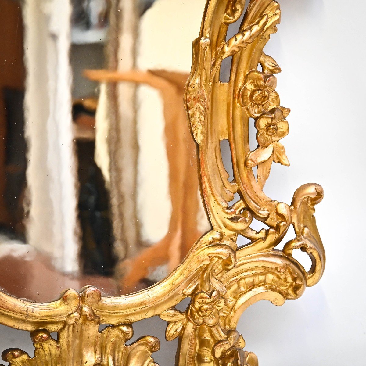 Antica Specchiera in legno dorato Luigi XV, Epoca '800-photo-7